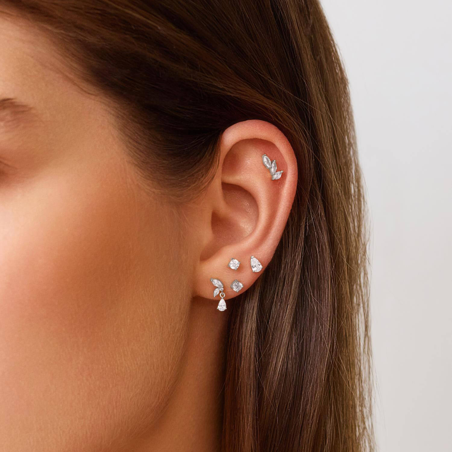  Ear Edit - Oorstekers - Zilver / Gerodineerd - Zirkonia